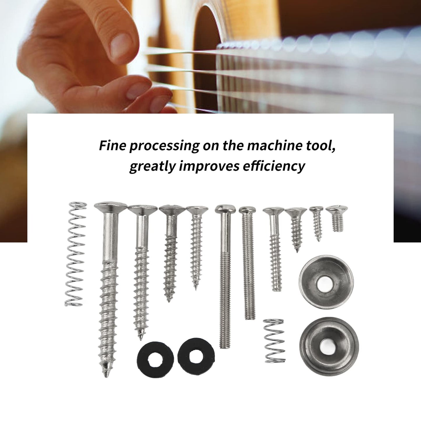 Shanrya Tornillos Reemplazo de Resorte, Kit de Tornillos para Guitarra eléctrica Rosca estándar Alta dureza para reparación de Instrumentos Musicales(Plata)