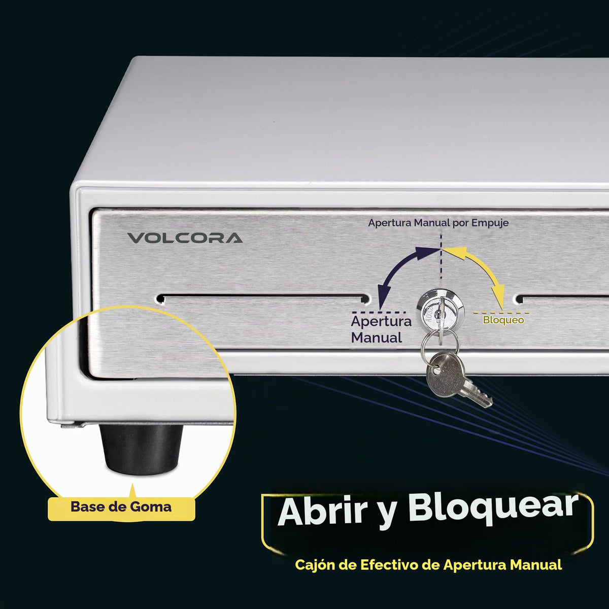 Cajón Registradora Volcora Blanco Táctil Acero Inoxidable