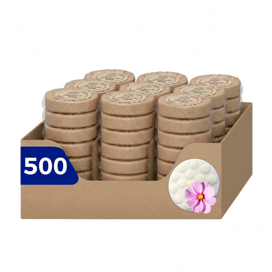 Caja de Jabón Corporal de 20g Con 500 Piezas, Mini Jabones Redondos Relajantes, Ideal Para Hoteles, Airbnb, Posadas, Hospitales, Spa, Jabon de Baño, Jabón Corporal Ecospa (Flora)