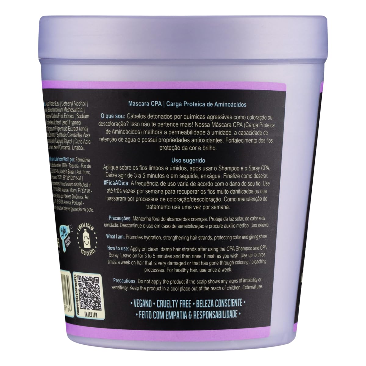 Linha Eu Sei o Que Voce Fez Na Quimica Passada Lola - Carga Proteica De Aminoacidos (CPA) Mascara 230 Gr â€" (I Know What You Did Last Treatment Collection - Amino Protein Charge (CPA) Mask Net 8.1 Oz)