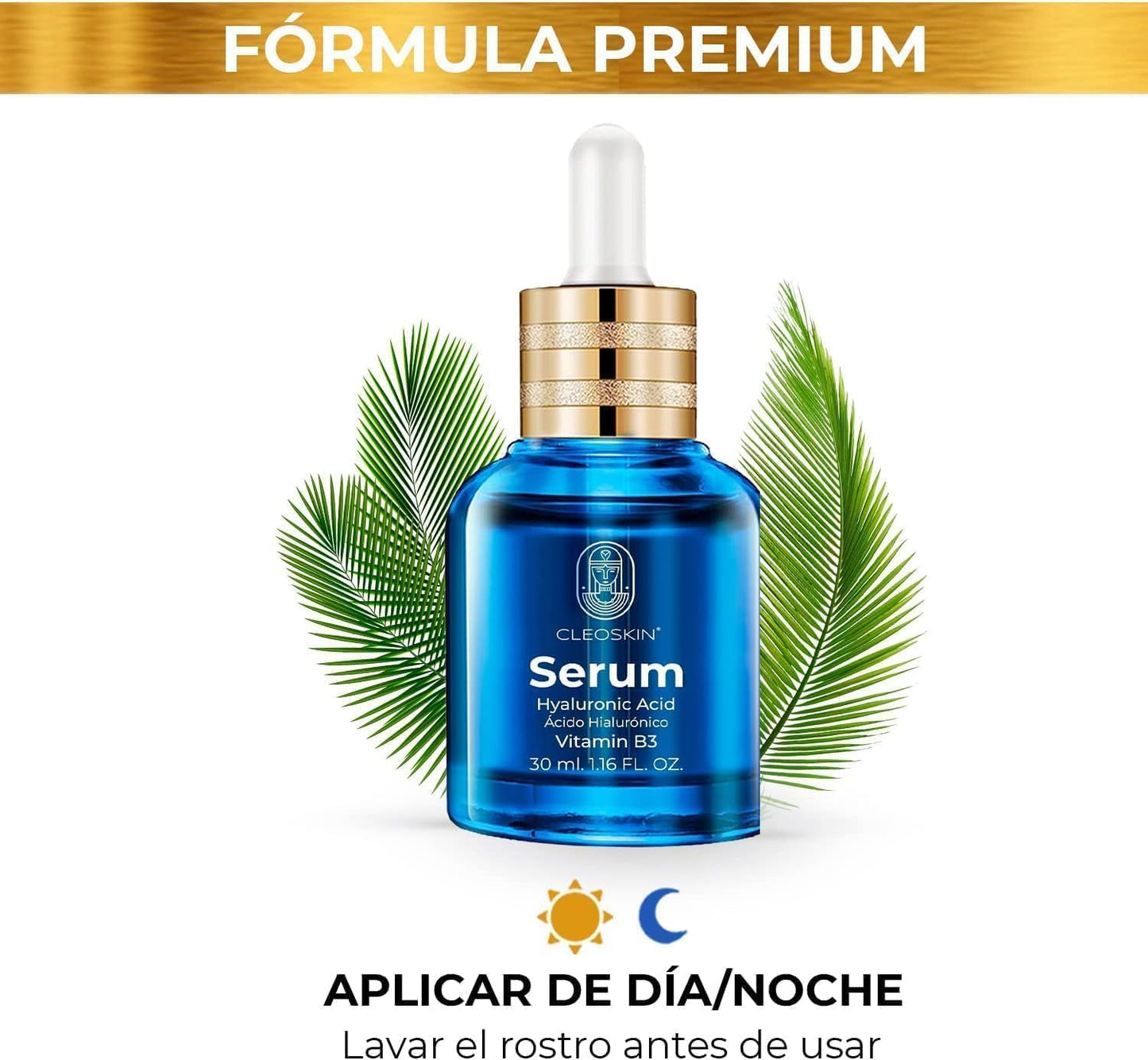 CLEOSKIN SERUM ACIDO HIALURONICO CON NIACINAMIDA Vitamina B3 Anti-arrugas, Hidratante facial, Lifting, Contorno de ojos,Suero Facial, Belleza, Skin care, Cuidado de la piel