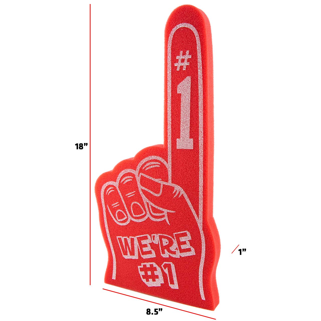 Dedo de espuma gigante de 18 pulgadas, mano de espuma número 1 para todas las ocasiones, animadoras para deportes, emocionantes colores vibrantes como pompones de celebración, ideal para eventos deportivos, juegos, negocios escolares