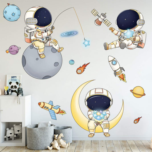 Calcomanías de Pared DILIBRA Astronauta Naranja Creativo para Habitación de Niños