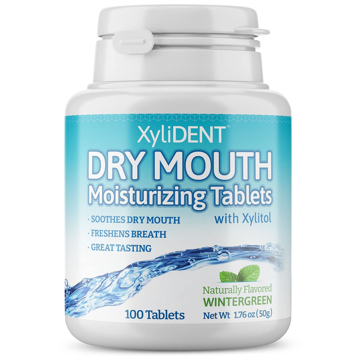 Tabletas de Xilitol XyliDENT para Aliviar la Boca Seca, 100 Unidades