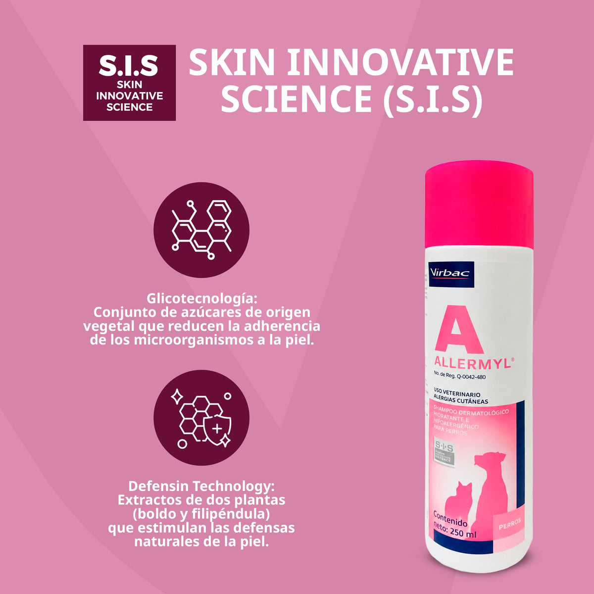 Virbac Shampoo Allermyl 250ml Perros y Gatos, Piel Sensible