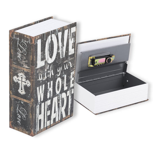 Caja de Seguridad - Caja de efectivo oculta bloqueo de contraseña, Caja fuerte portátil para guardar dinero, joyas, libros y pasaportes(LOVE)