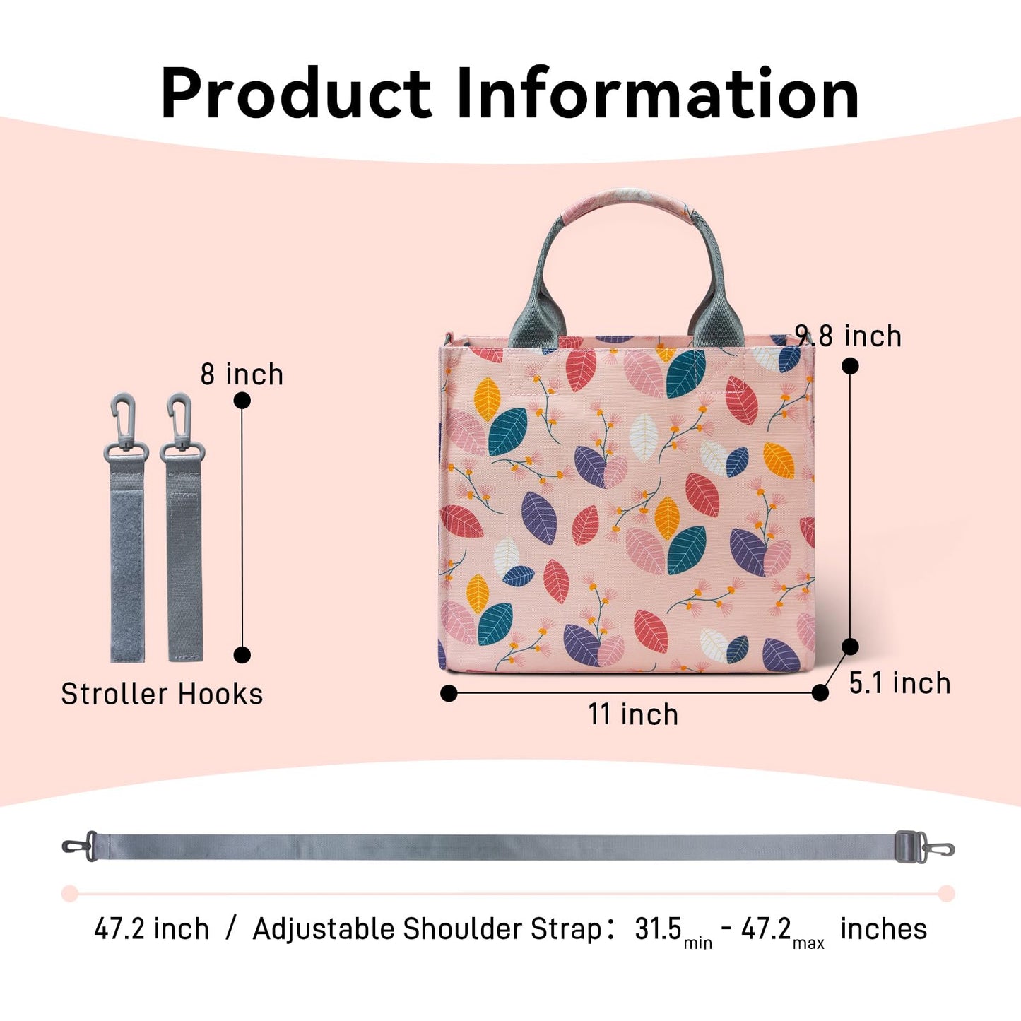 PHEBEN - Bolsa de pañales pequeña impermeable, de viaje, mini bolsa de pañales multifunción para bebé, bolso cruzado (hoja)