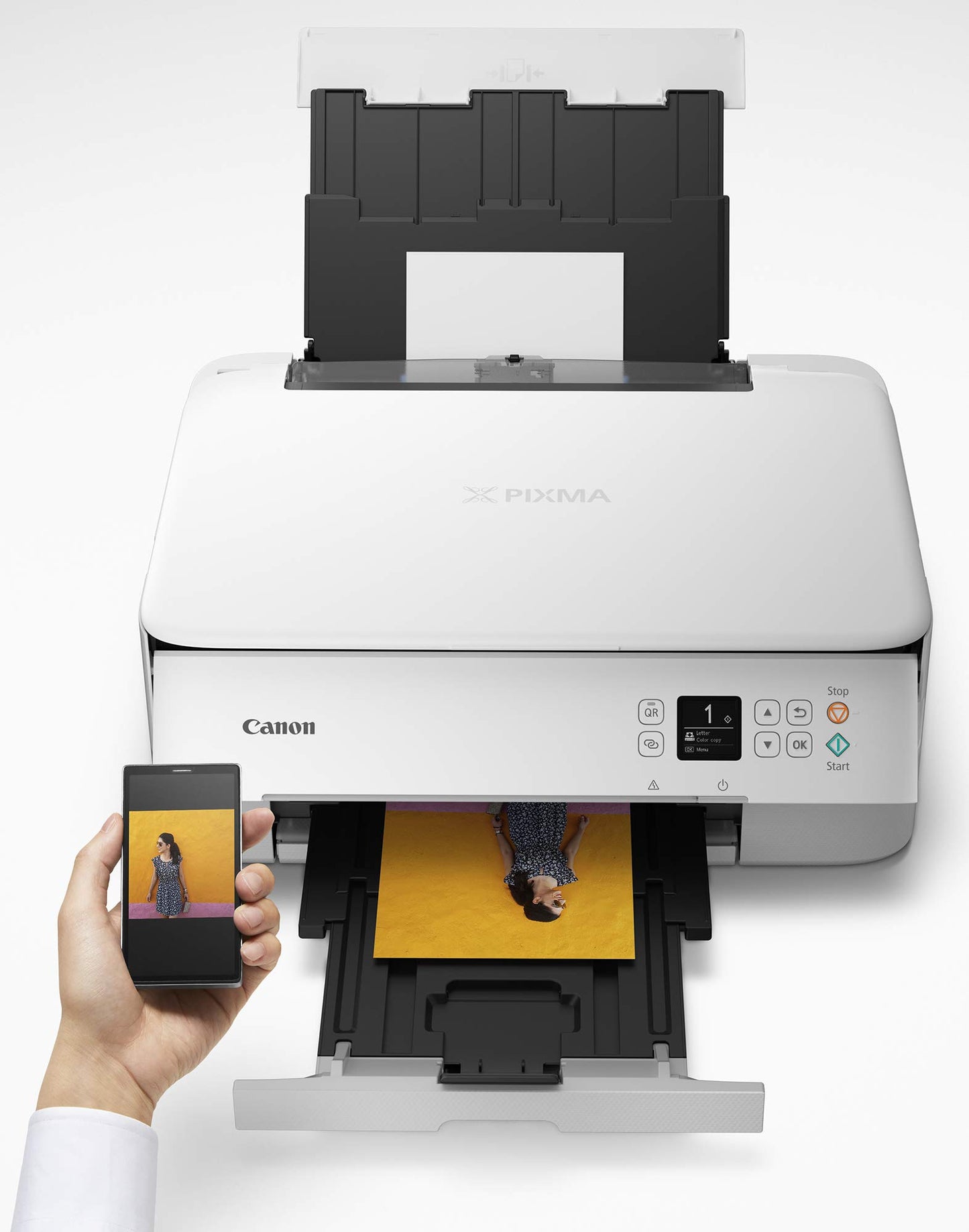 Canon PIXMA TS5320 Impresora inalámbrica Todo en uno, escáner, copiadora con AirPrint, Blanco, Funciona con Alexa