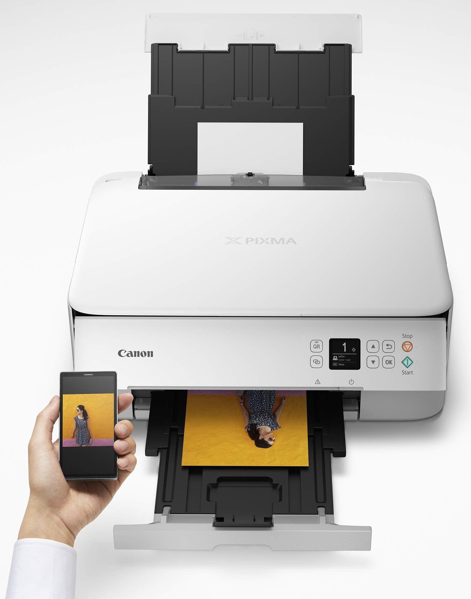 Canon PIXMA TS5320 Impresora inalámbrica Todo en uno, escáner, copiadora con AirPrint, Blanco, Funciona con Alexa