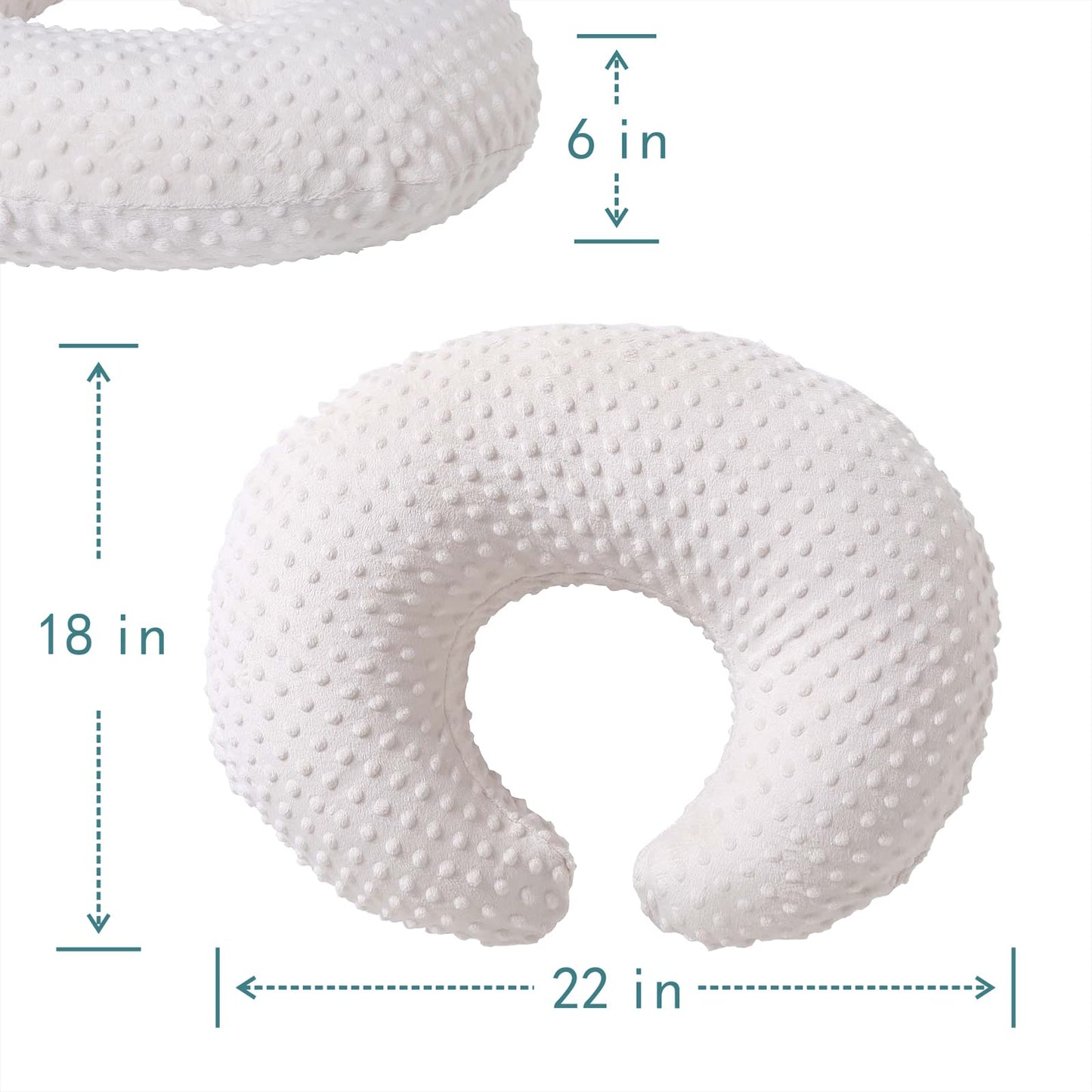 QUENESS Cojín de lactancia y posicionador de lactancia, alimentación con biberón, soporte para asiento de bebé con funda Minky ultrasuave extraíble, soporte para el tiempo abdominal para bebés niños y
