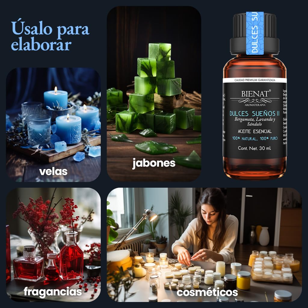 Bienat Aromaterapia Mezcla de Aceites Esenciales Dulces Sueños (Lavanda, Bergamota y Sándalo) II 30mL