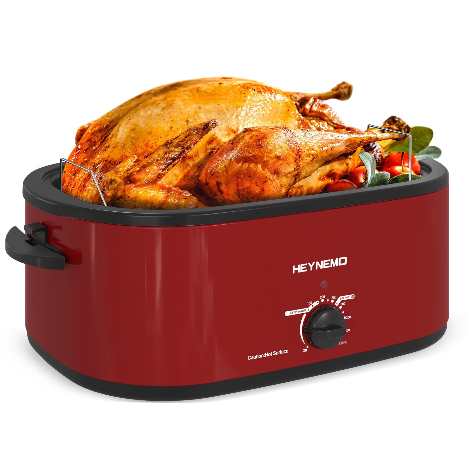 Horno tostador eléctrico de 26 cuartos con tapa visible y autohilado, tostador grande de pavo con función de descongelación caliente, temperatura ajustable, estante extraíble para sartén, acero