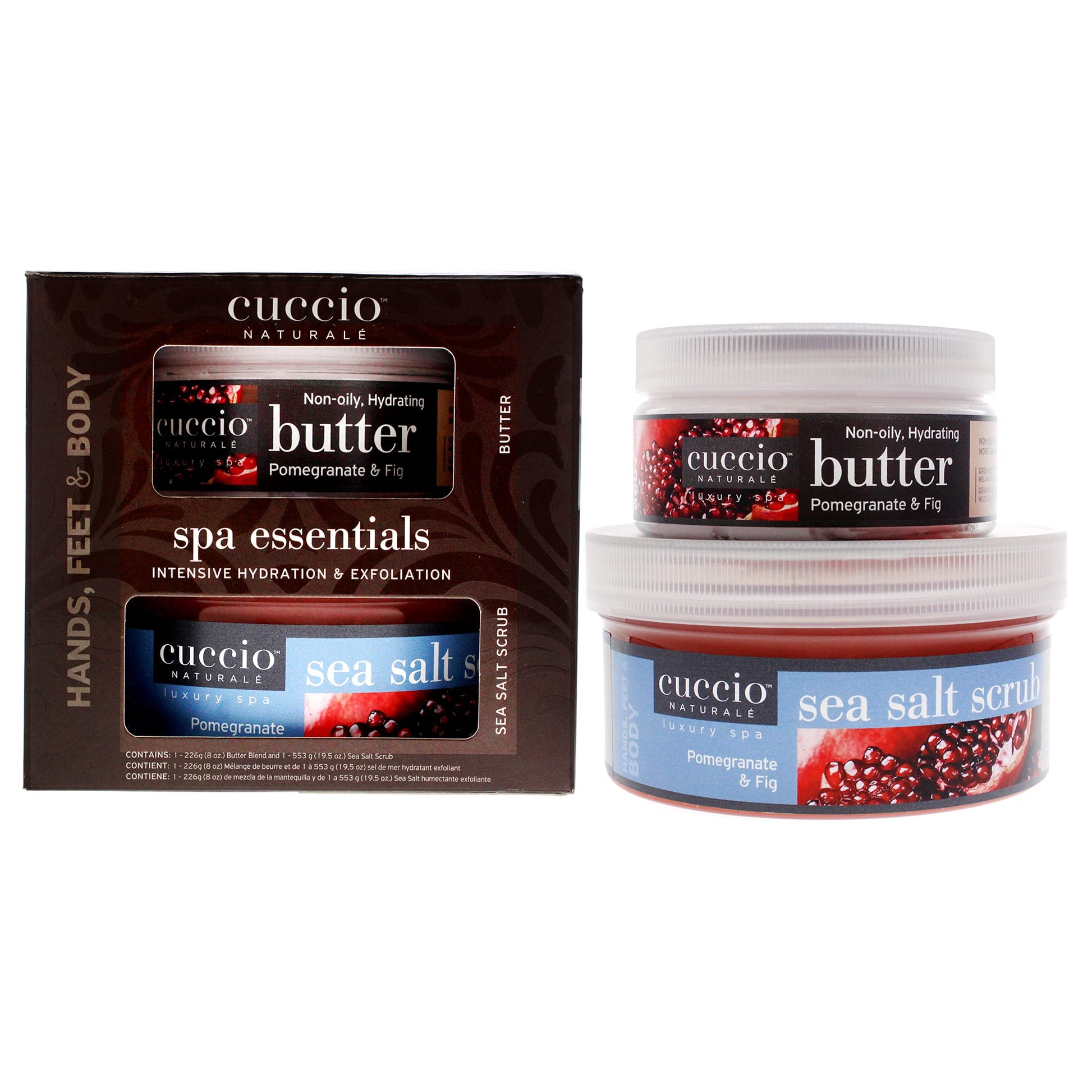 Cuccio Naturale Spa Essential Butter And Scrub Kit - Infused With Essential Oils - Leaves Skin Feeling Soft And Polished All Day - Gives Healthy, Glowing Effect - Pomegranate And Fig - 2 Pc