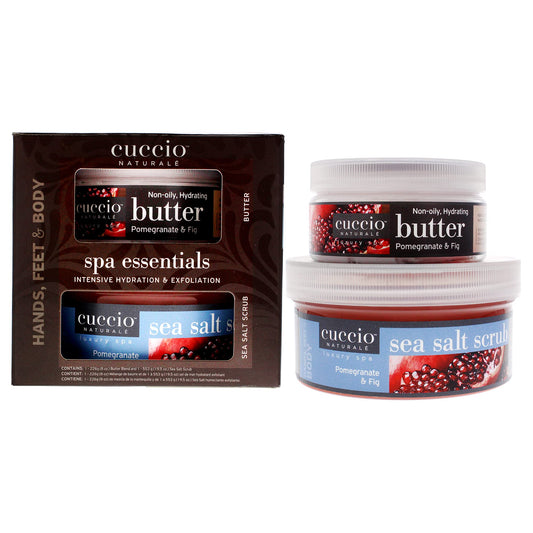 Cuccio Naturale Spa Essential Butter And Scrub Kit - Infused With Essential Oils - Leaves Skin Feeling Soft And Polished All Day - Gives Healthy, Glowing Effect - Pomegranate And Fig - 2 Pc