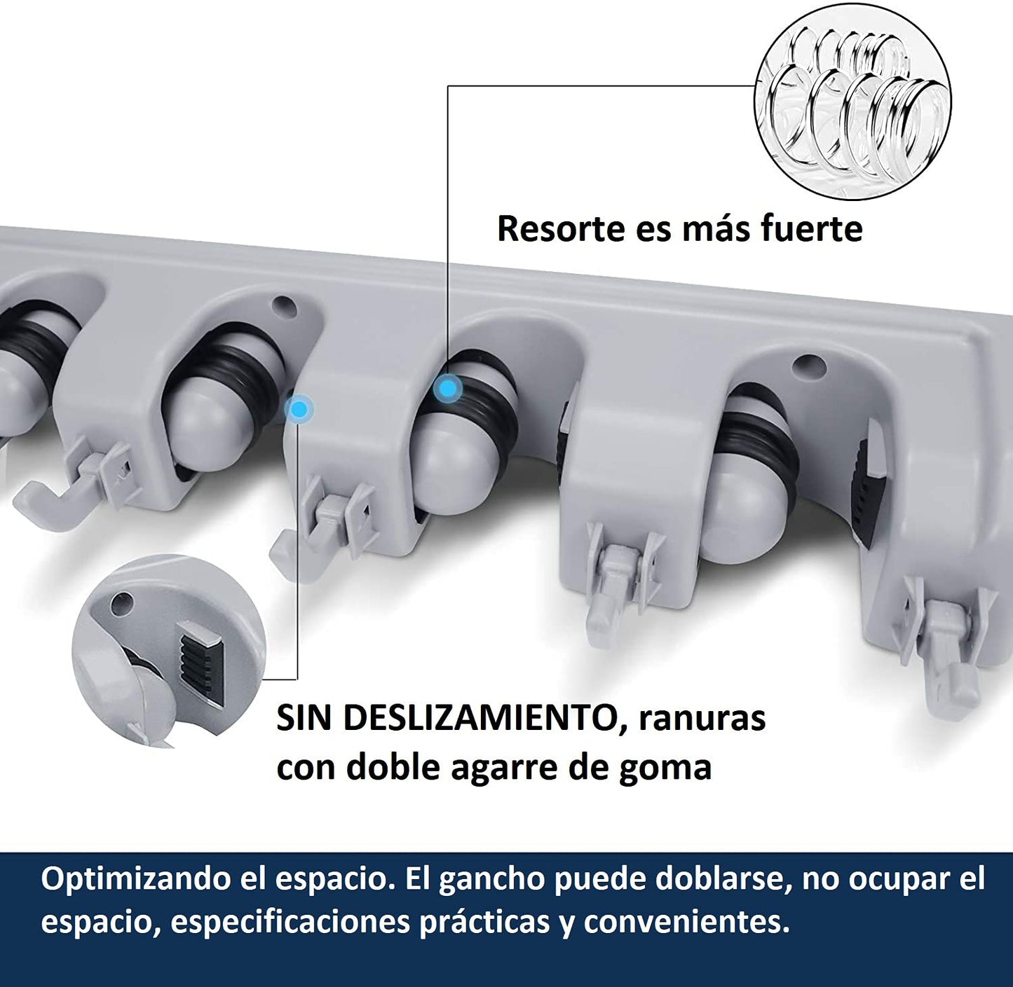Organizador de Escobas y Trapeadores Blanco para Pared y Closet para Hogar, Baño, Cocina, Garaje y Jardín