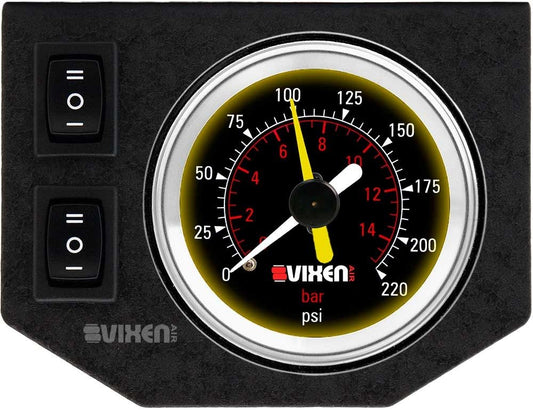 Manómetro de Presión de Aire Vixen Air 2 Pulgadas con Aguja Doble y Panel de Instrumentos de Metal