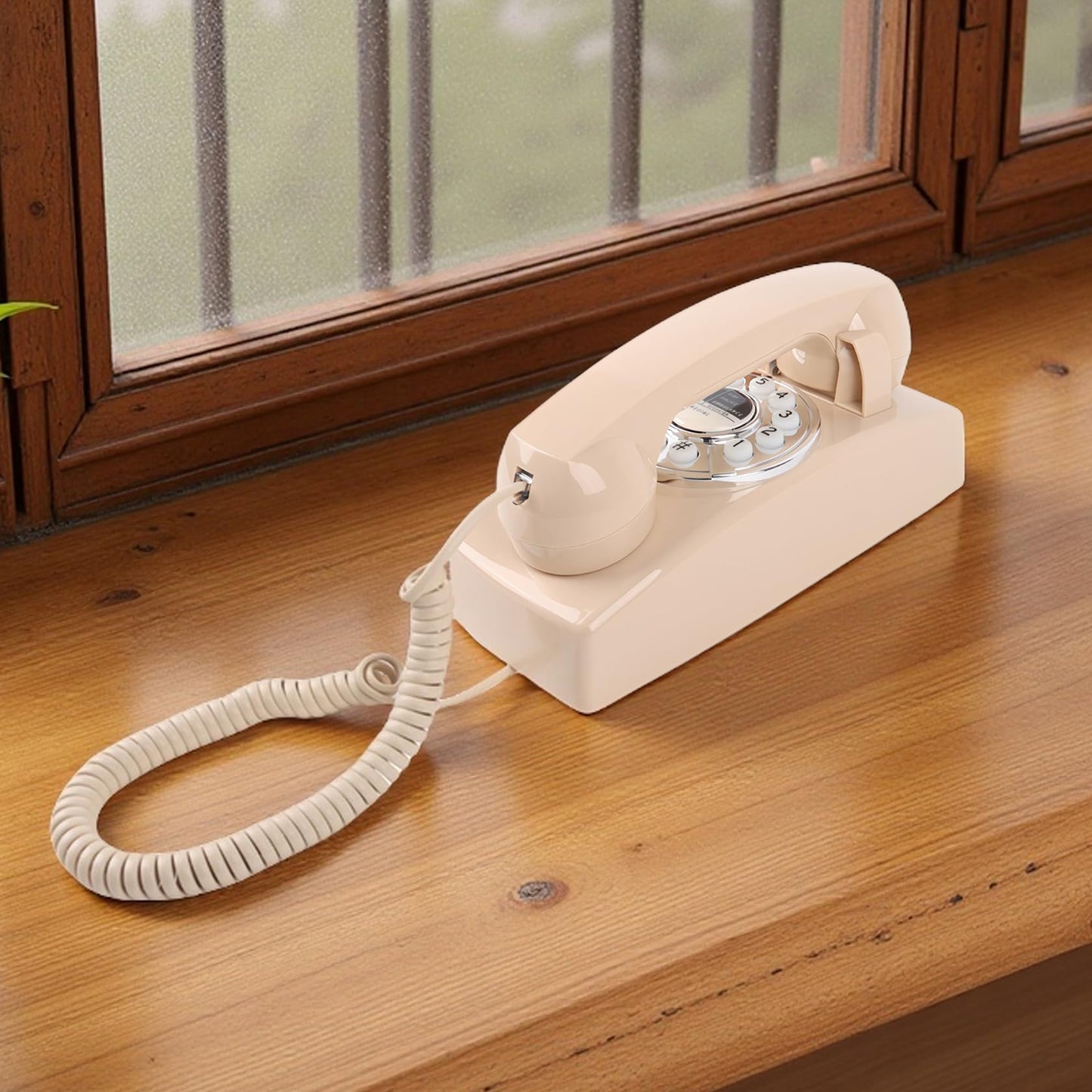 Teléfono TRIMLINE vintage con cable para el hogar, teléfono fijo fácil de montar en la pared, teclado de botones grandes para personas mayores, rellamada del último número, timbre fuerte, teléfonos de