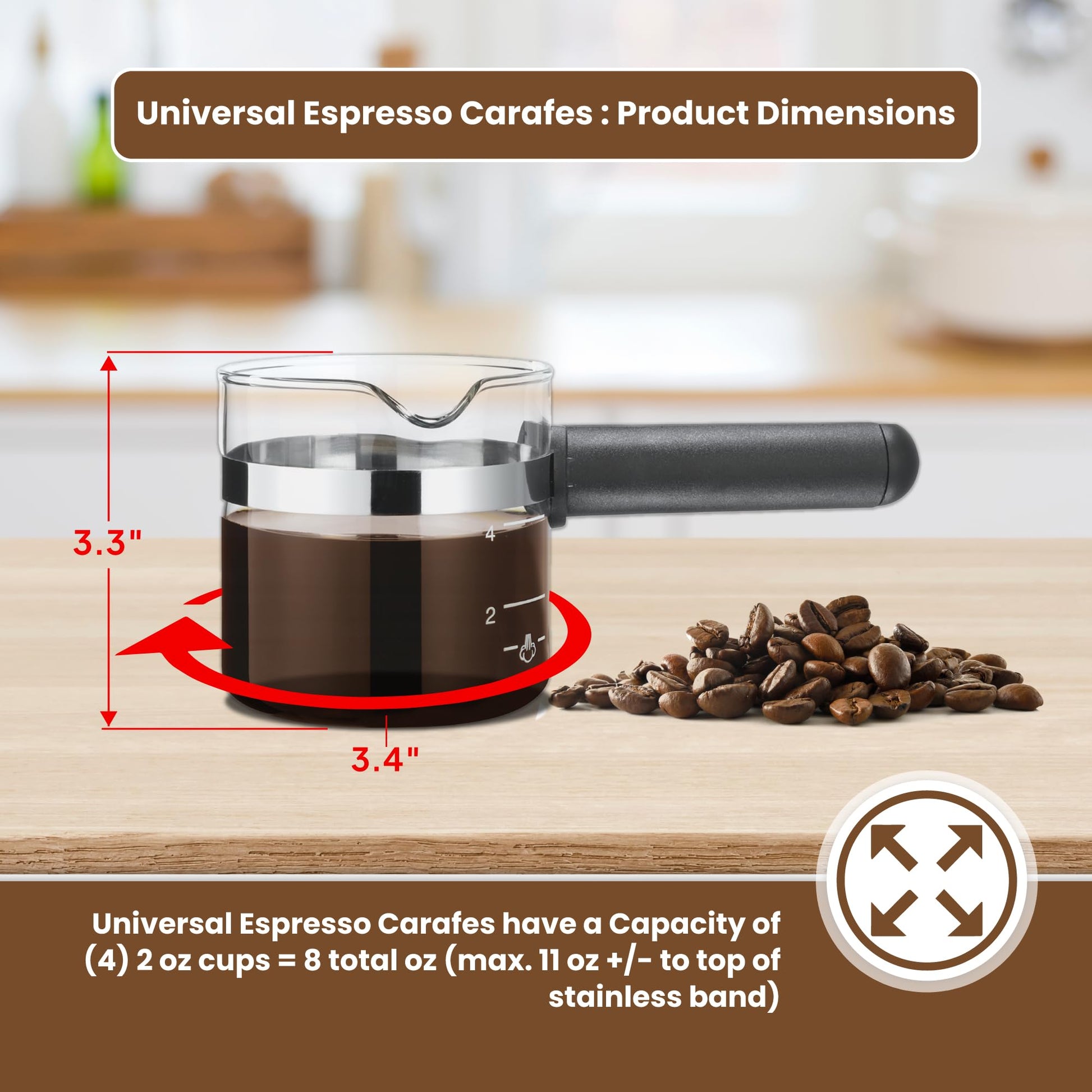 CAFÉ BREW COLLECTION Jarra de repuesto universal de vidrio expreso, jarra de repuesto para máquina de expreso Medelco, jarra de repuesto negra de 4 tazas para Hamilton Beach, Mr.Coffee, Breville