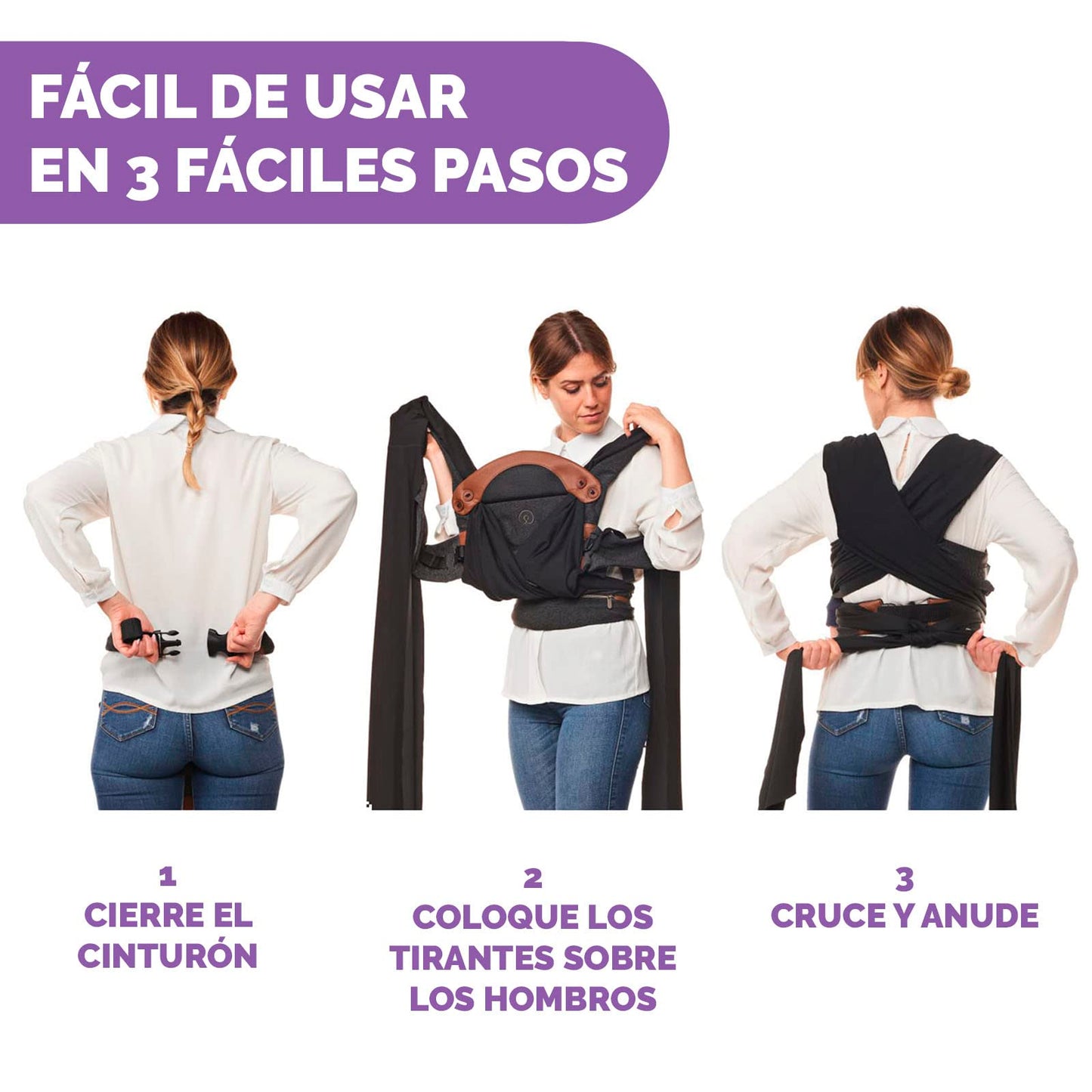 BOPPY, Canguro para Bebé Adjust Comfyfit, Portabebé Ajustable, Práctico y Seguro, Color Negro