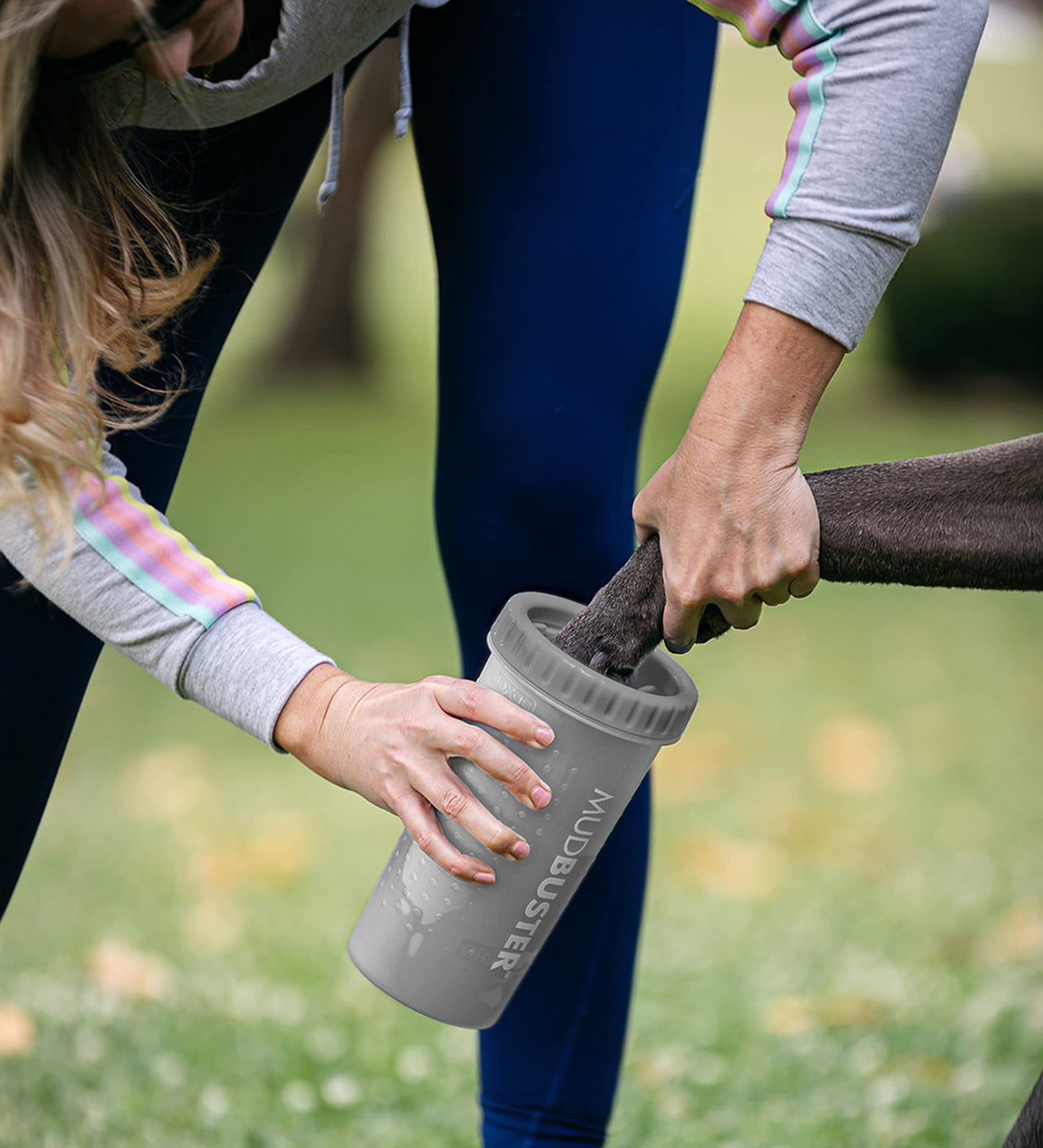 Dexas MudBuster - Lavadora portátil para patas de perro, grande, gris claro
