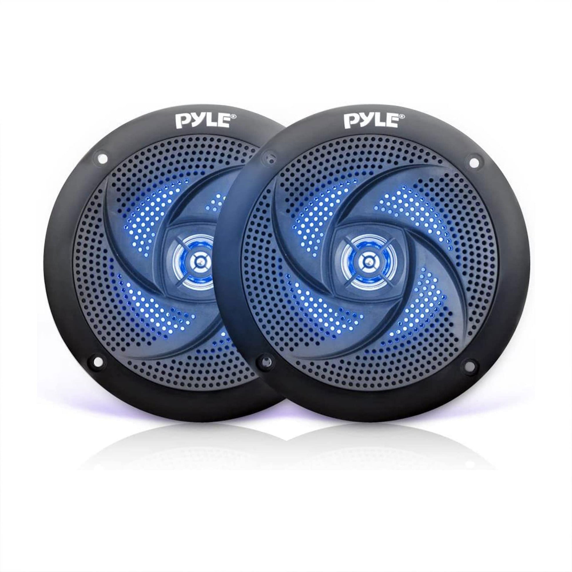 Bocinas Marinas Pyle Negras Resistente al Agua con Luz LED 100 Watts para Exteriores