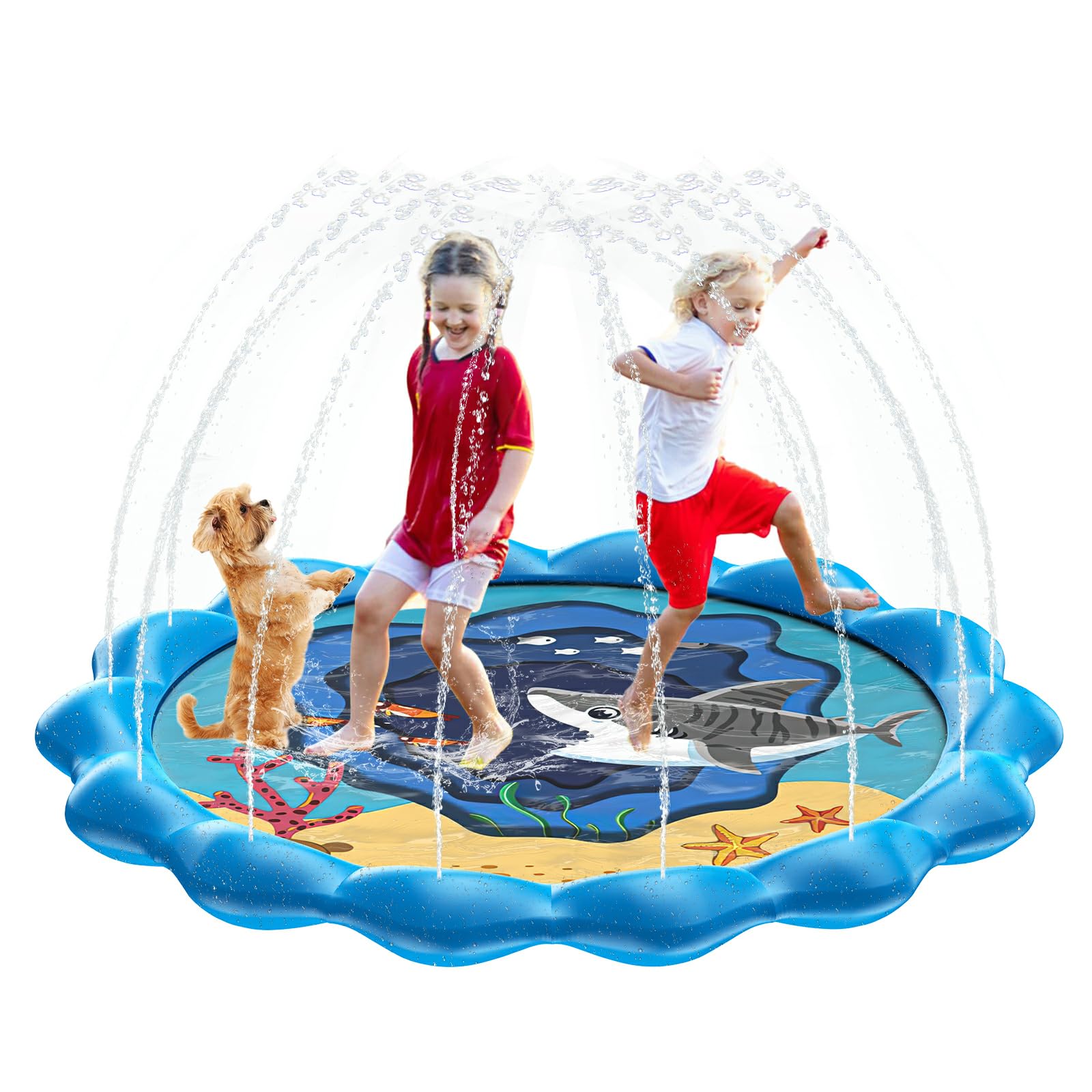 Alberca UIEYAKFR Azul 170CM Ssplash Pad Grueso y Duradero para Niños y Perros