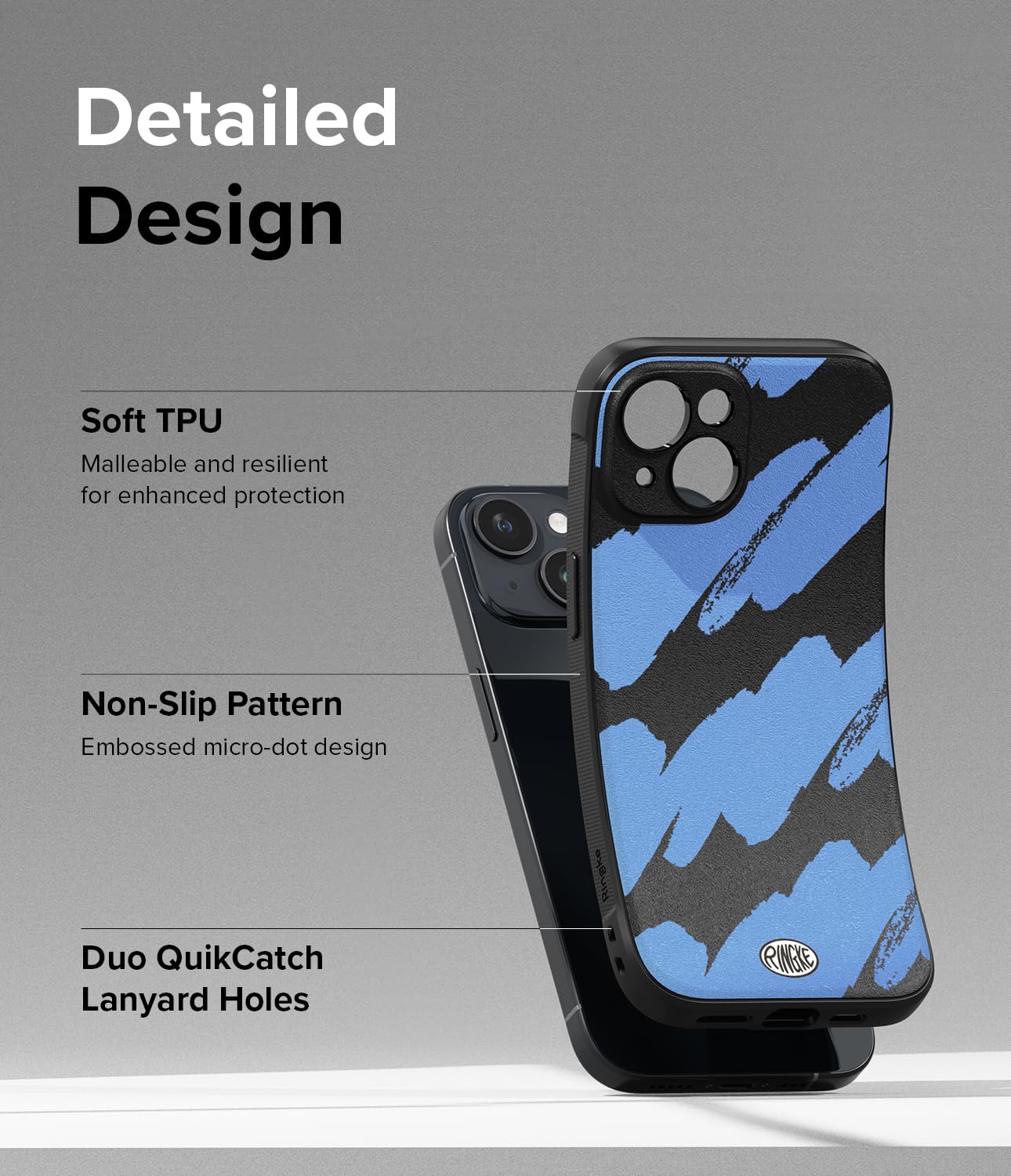 Funda Antideslizante Ringke Onyx Blue Brush de Tacto Agradable para iPhone 15