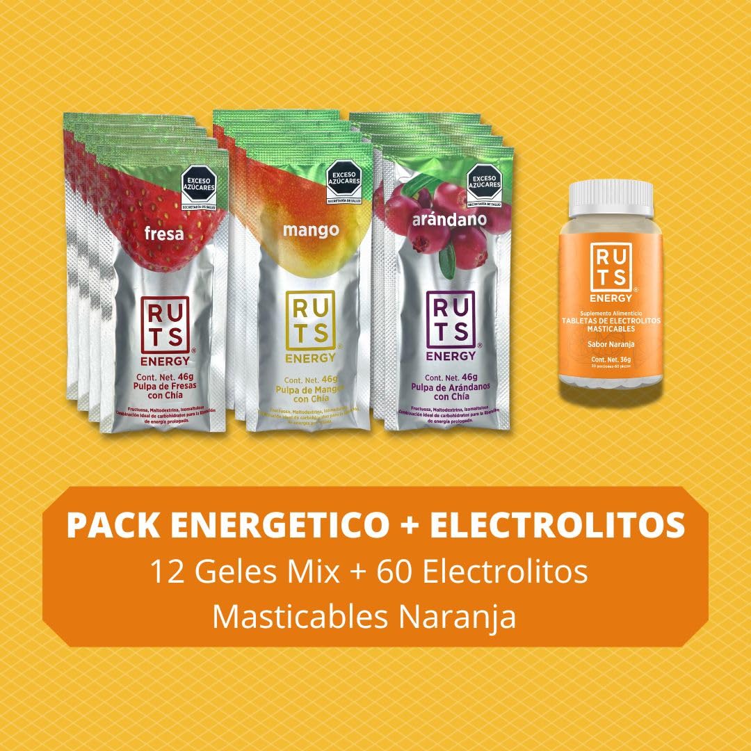 Electrolitos Masticables Ruts Energy Naranja + Gel Mix Ruts Energy (12 Geles)