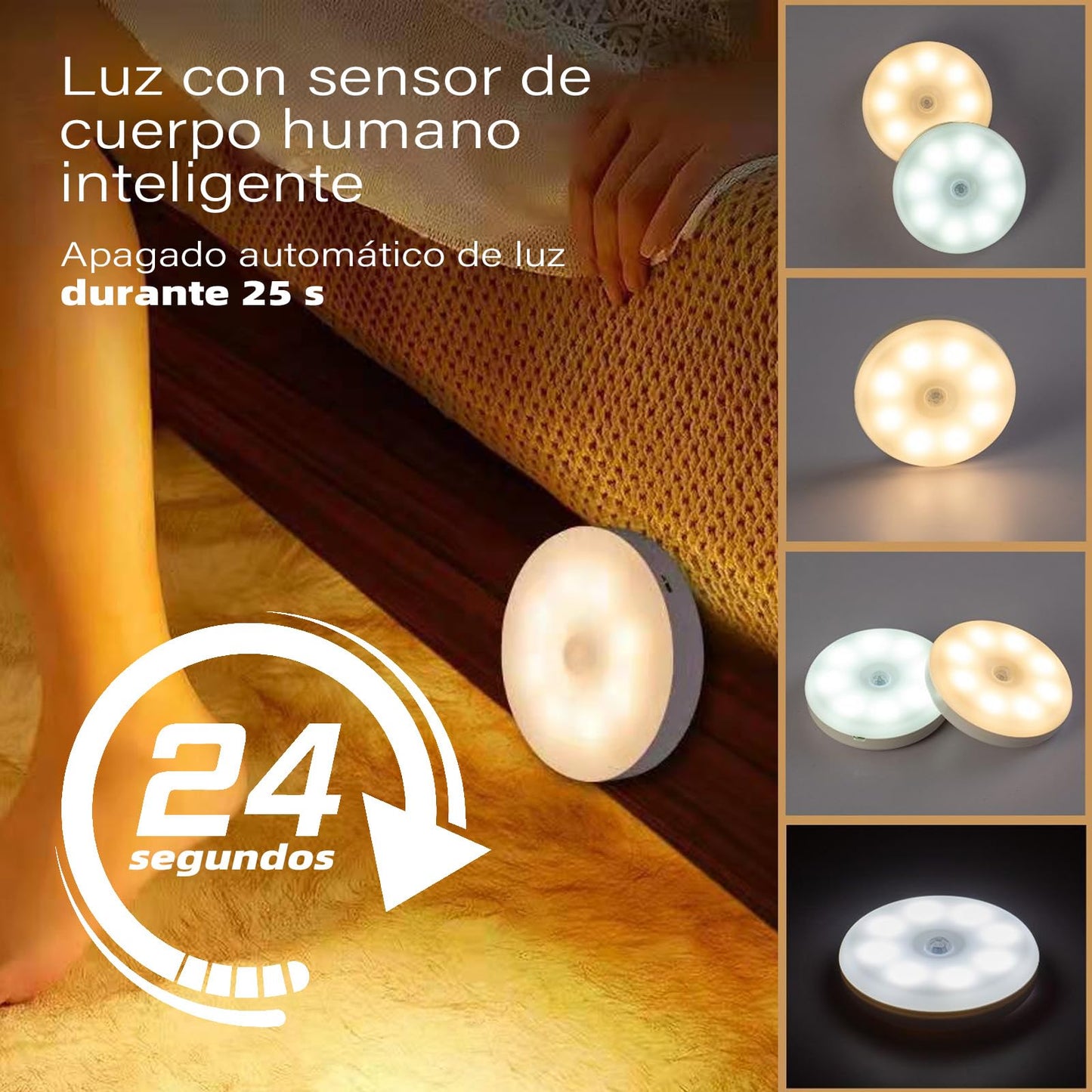Luz Led Recargable VTZAQZSS Blanca con Sensor de Movimiento 10PCS para Escaleras, Sala, Closet, Vestíbulo, Baño y Cocina