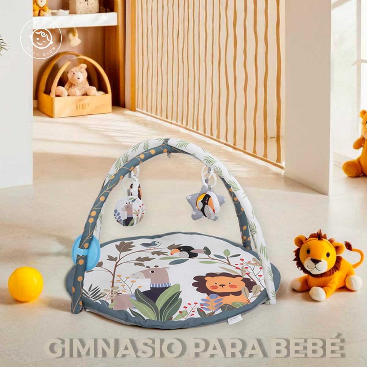 BABY GAON Gimnasio Didactico Estimulador para Bebe Juguetes Interactivos Y Musica (Gris)