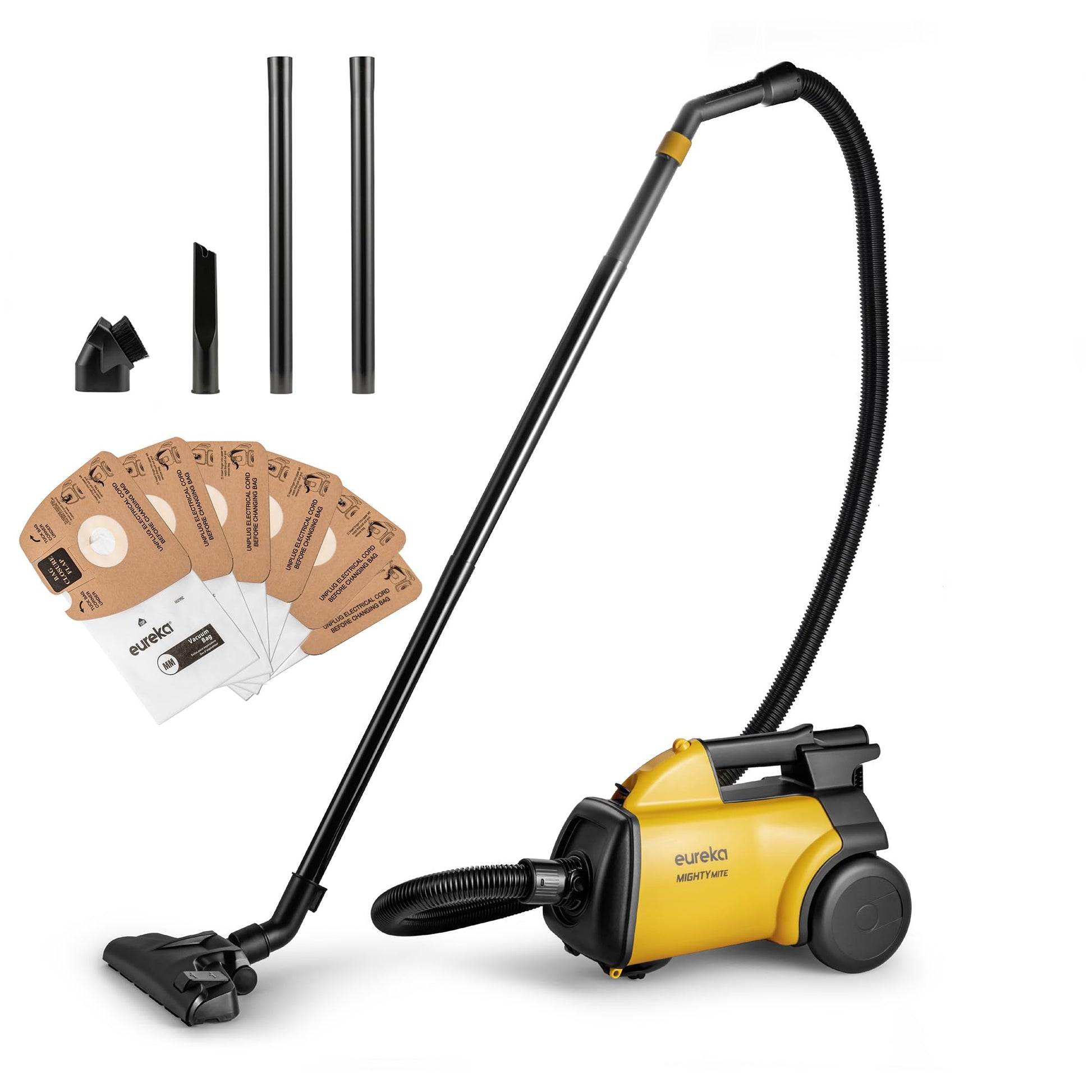 Eureka 3670M Limpiador de recipientes, Ligero y Potente Aspirador para alfombras y Suelos Duros, con 5 Bolsas, Amarillo