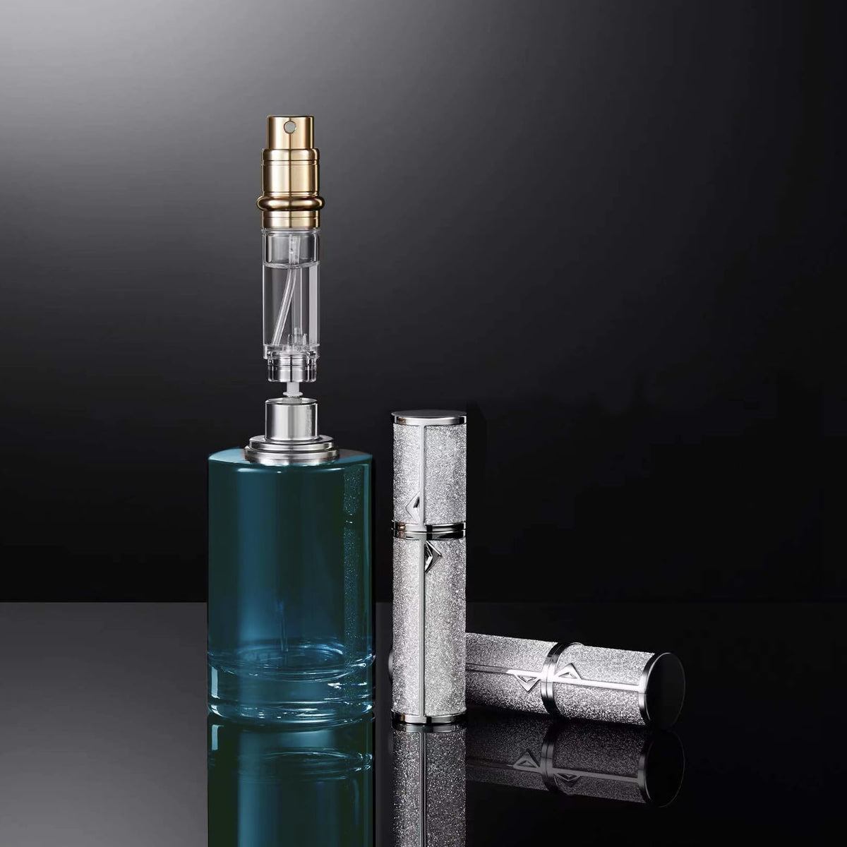 SAWOHO - Atomizador de perfume de viaje, rellenable, botella rellenable, atomizador de perfume de relleno inferior, mini dispensador de colonia, pulverizador de fragancias portátil, contenedor de