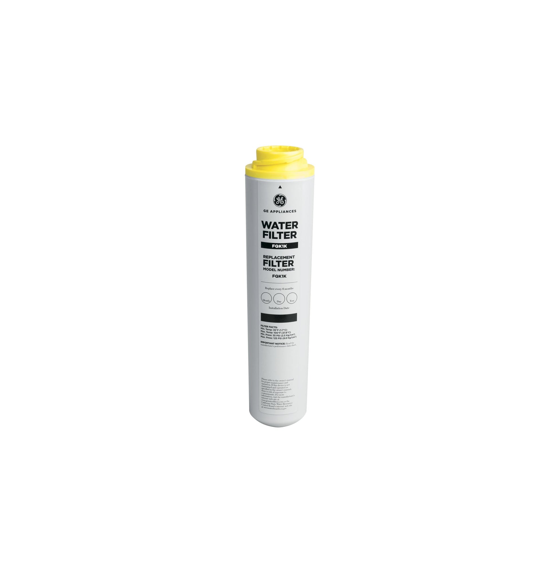 GE FQK1K Filtro de agua debajo del fregadero, repuesto para sistema de filtración de agua, fácil instalación, reduce sedimentos, óxido y otras impurezas del agua, reemplaza cada 6 meses para obtener