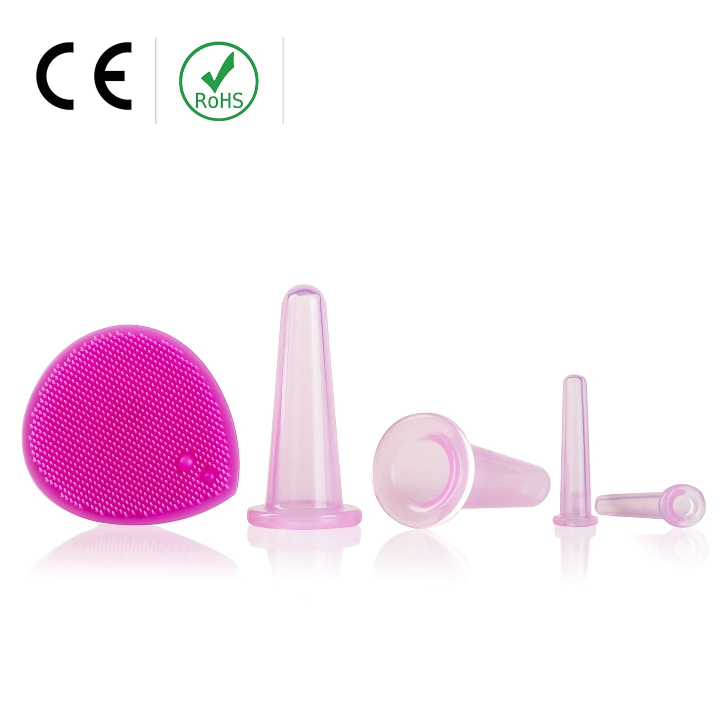 Cupping Therapy Set for Face - Face Cupping Set of 5pcs - Perfect Double Chin Reducer - Ideal to Cup your Cheeks, Chin and Lips - Facial Cupping Sets - Anti Cellulite Silicone Cups Kit - by Sandine