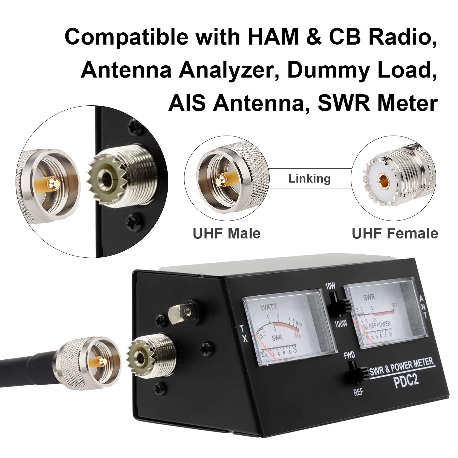 XRDS -RF PL-259 UHF CB Cable coaxial de 35 pies, 50 ohmios KMR400 PL-259 UHF macho a UHF macho Cable coaxial de baja pérdida para radio HAM y CB, analizador de antena, carga ficticia, antena AIS, medidor SWR