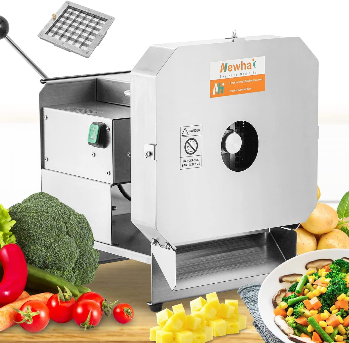 Hoja Trituradora Newhai Verde 3 mm x 3 mm para Trituradora Eléctrica de Verduras