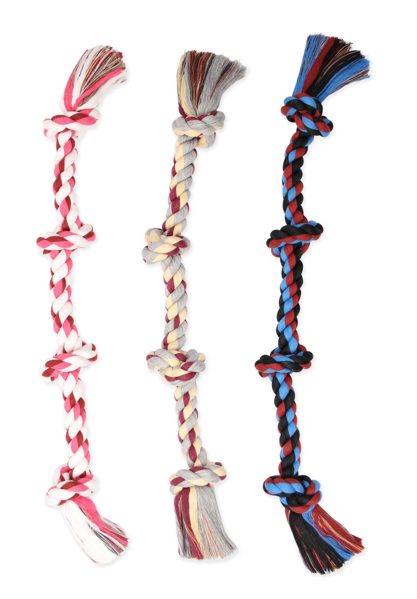 Mammoth Flossy Chews Cottonblend Color 4-Knot Cuerda Tirador, Beige, X-Large