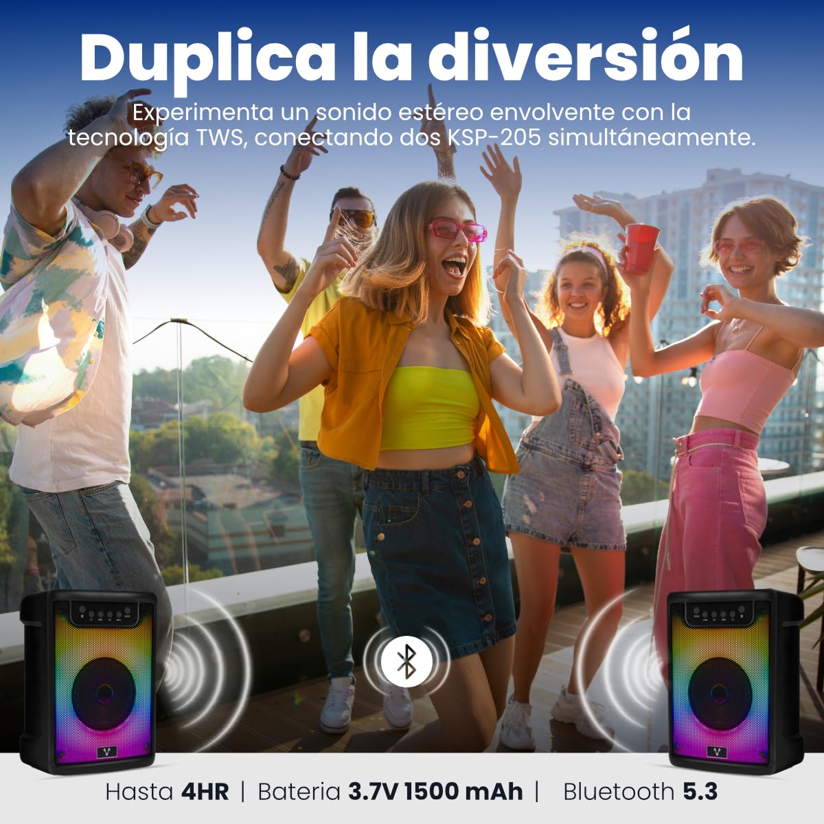 Bocina Karaoke Vorago KSP-205 Bluetooth 5.3 Luces RGB para Fiestas