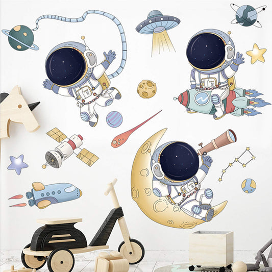 Calcomanías de Pared DILIBRA Astronautas Planetario Extraíbles para Niños