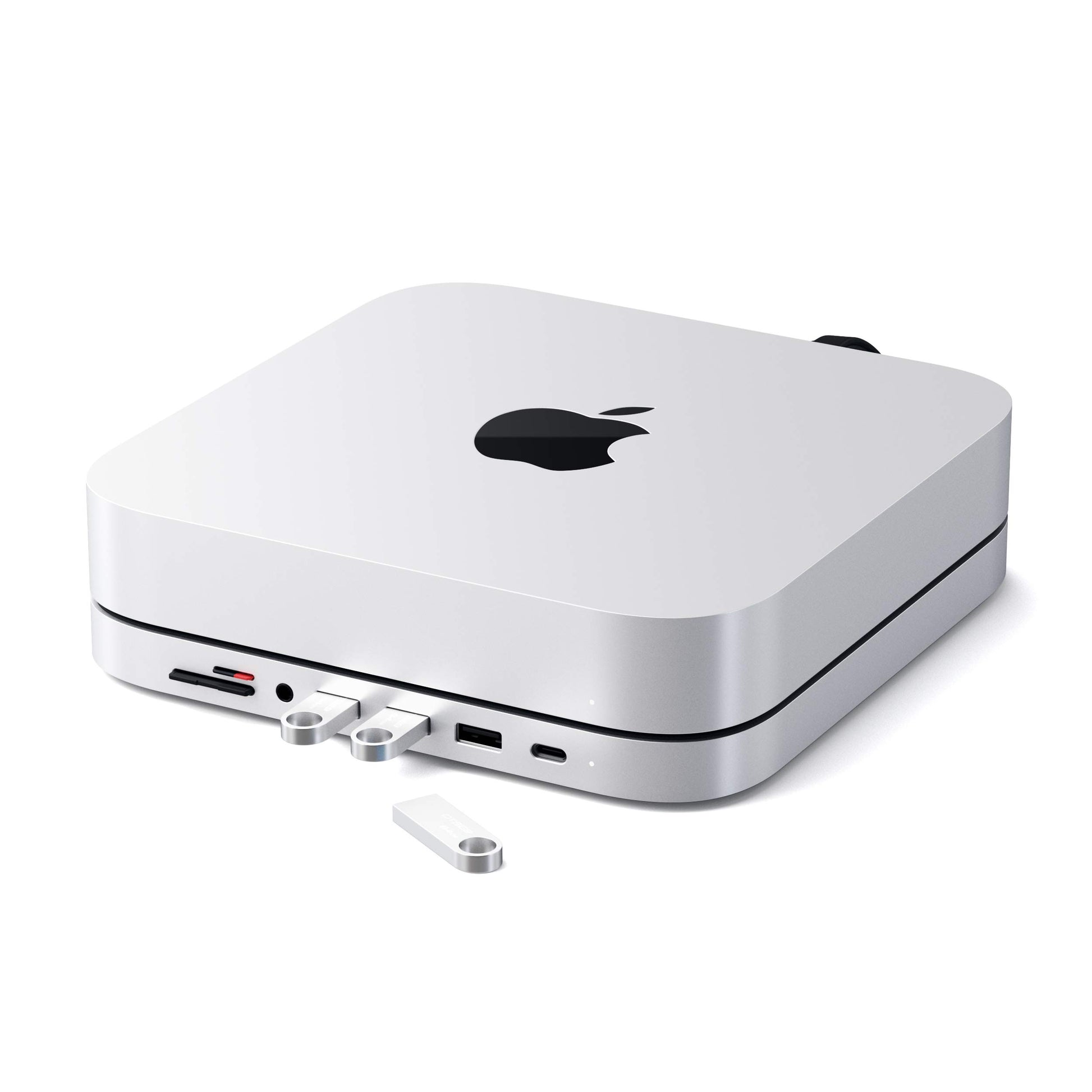Satechi Hub USB C - Soporte y Hub de Aluminio Tipo C - Puerto de Datos USB-C, lectores de Tarjetas Micro/SD, USB 3.0 y Puerto de Conector de Auriculares - para Mac Studio, Mac Mini M2/M1 (no