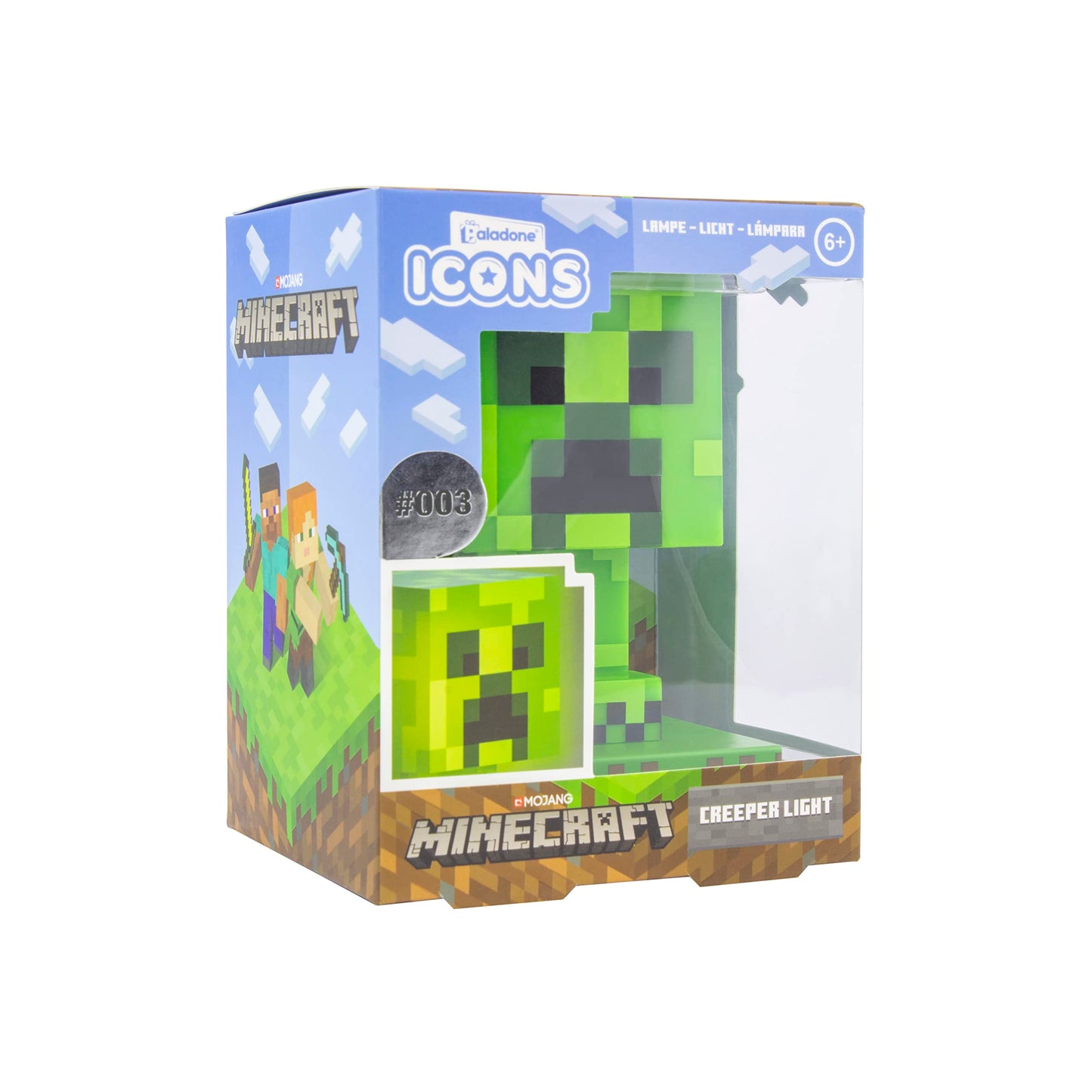 Lámpara 3D Paladone Minecraft Creeper Verde Luz Nocturna para Jugadores