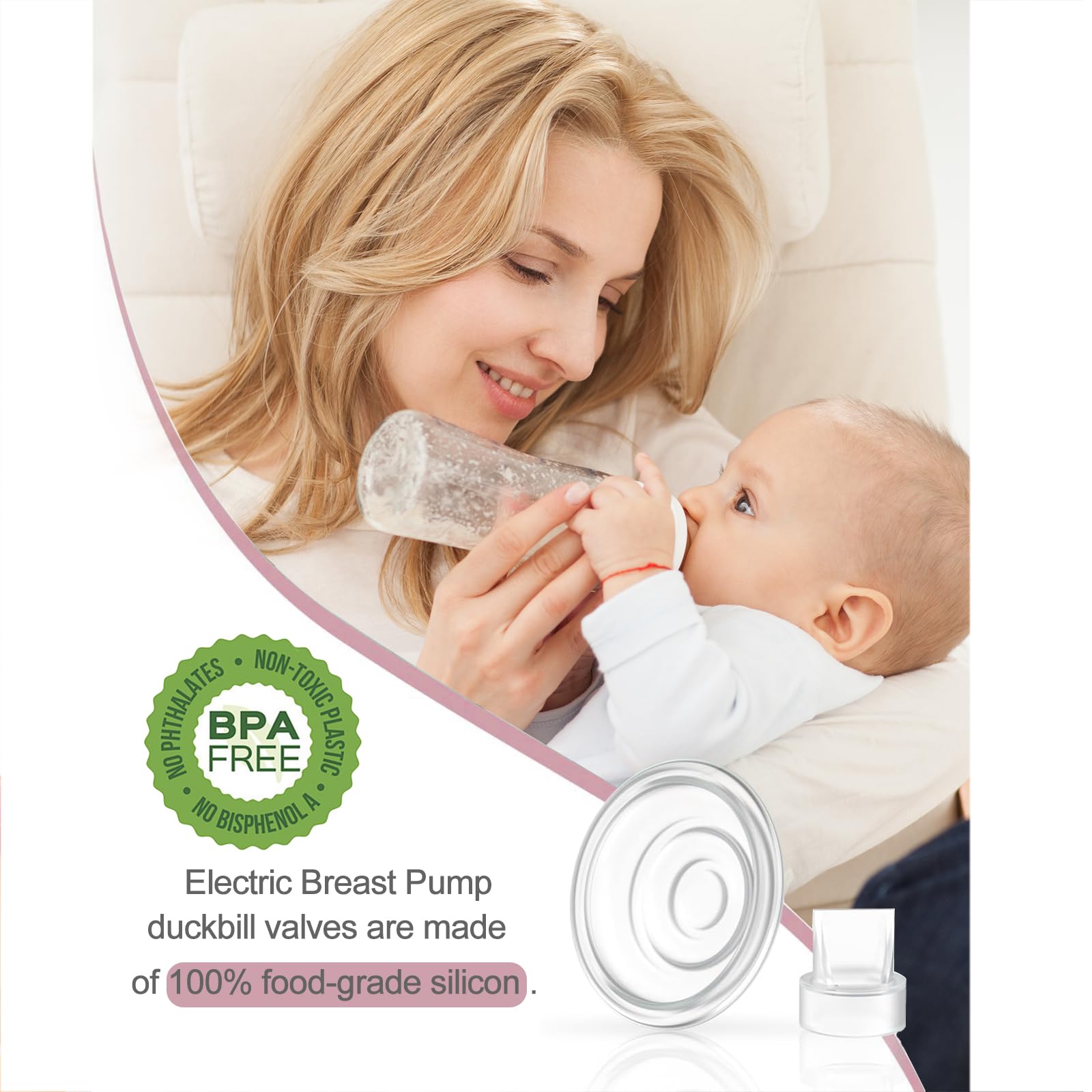 bliblo S9/S12/S9pro/S12pro Válvula de pico de pato y diafragma de silicona, compatible con NaNaLazy/TSRETE/momcozy accesorios de repuesto para extractor de leche portátil (juego de 4 piezas)