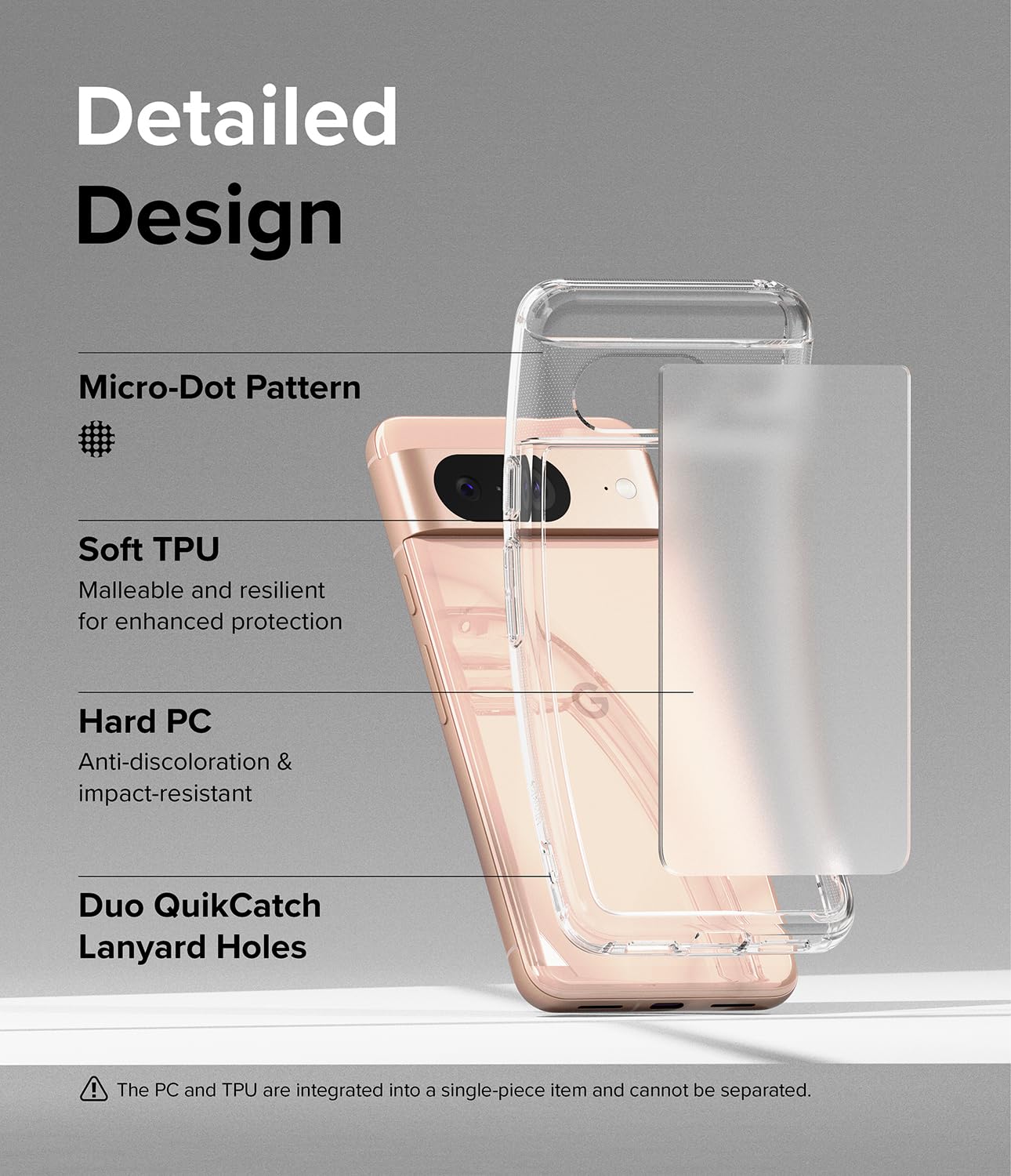 Funda Ringke Fusion Matte Transparente Esmerilado para Google Pixel 8, Acabado Mate Antihuellas y Agarre Cómodo