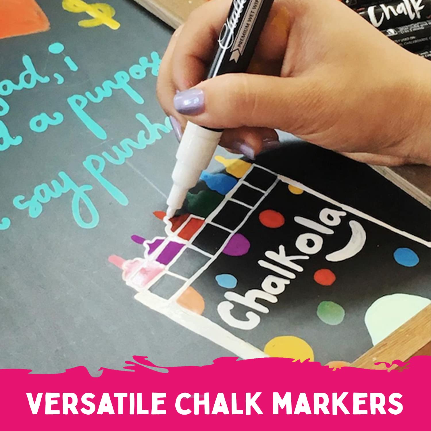 Chalkola Rotuladores de gis blanca, Fine Tip - 4 Pens
