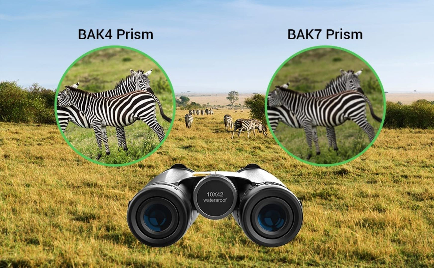 Prismáticos Birds of Prey Optics 10 x 42 Alta Potencia con Bolsa de Transporte para Adultos