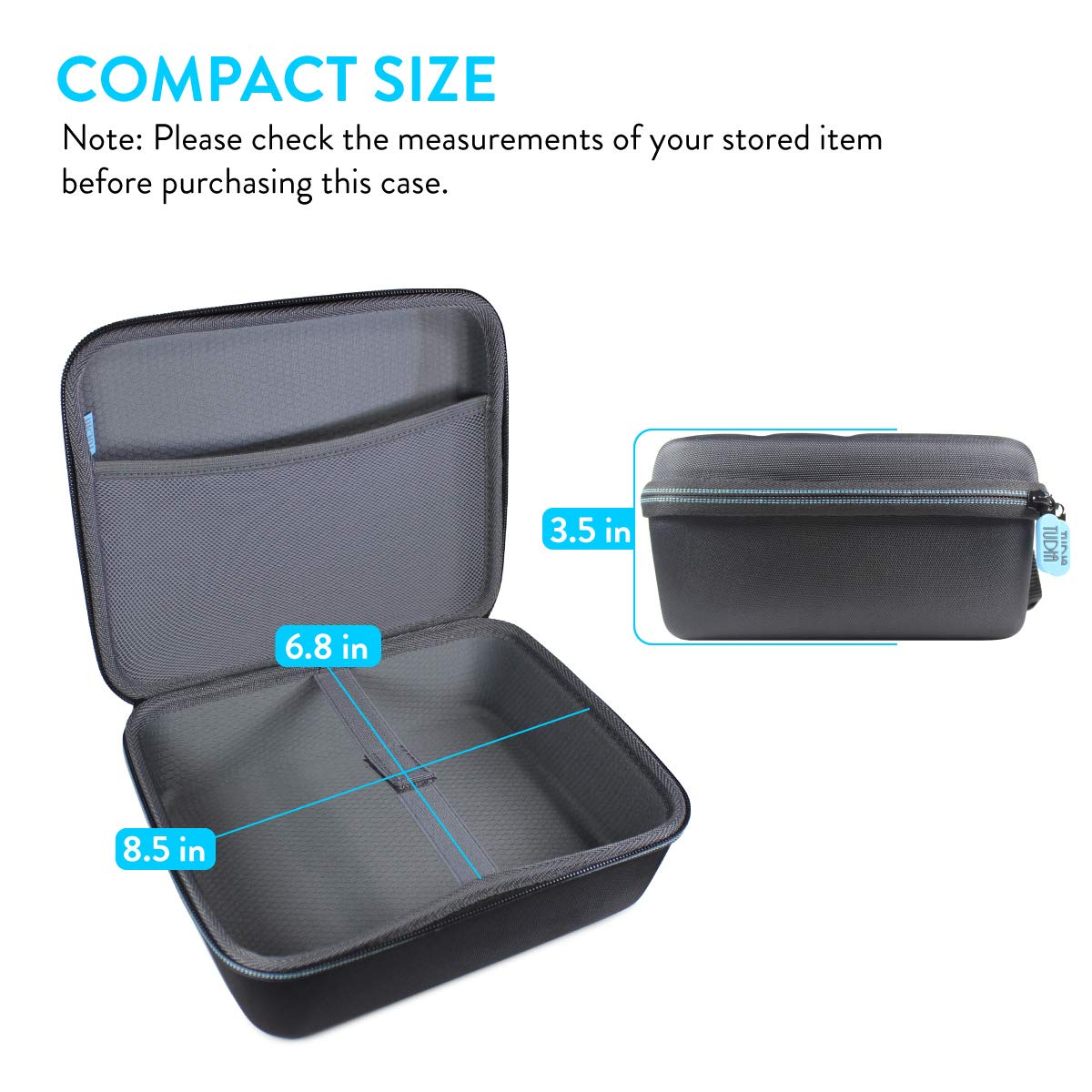 Funda de Viaje Rígida EVA TUDIA Negra para Miniproyector y Accesorios