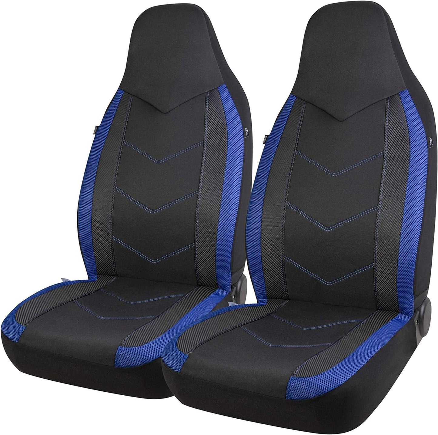 PIC AUTO - Fundas de Asiento Delantero de Coche con Respaldo Alto, diseño de Malla de Fibra de Carbono, Ajuste Universal, Compatible con airbag (Azul)