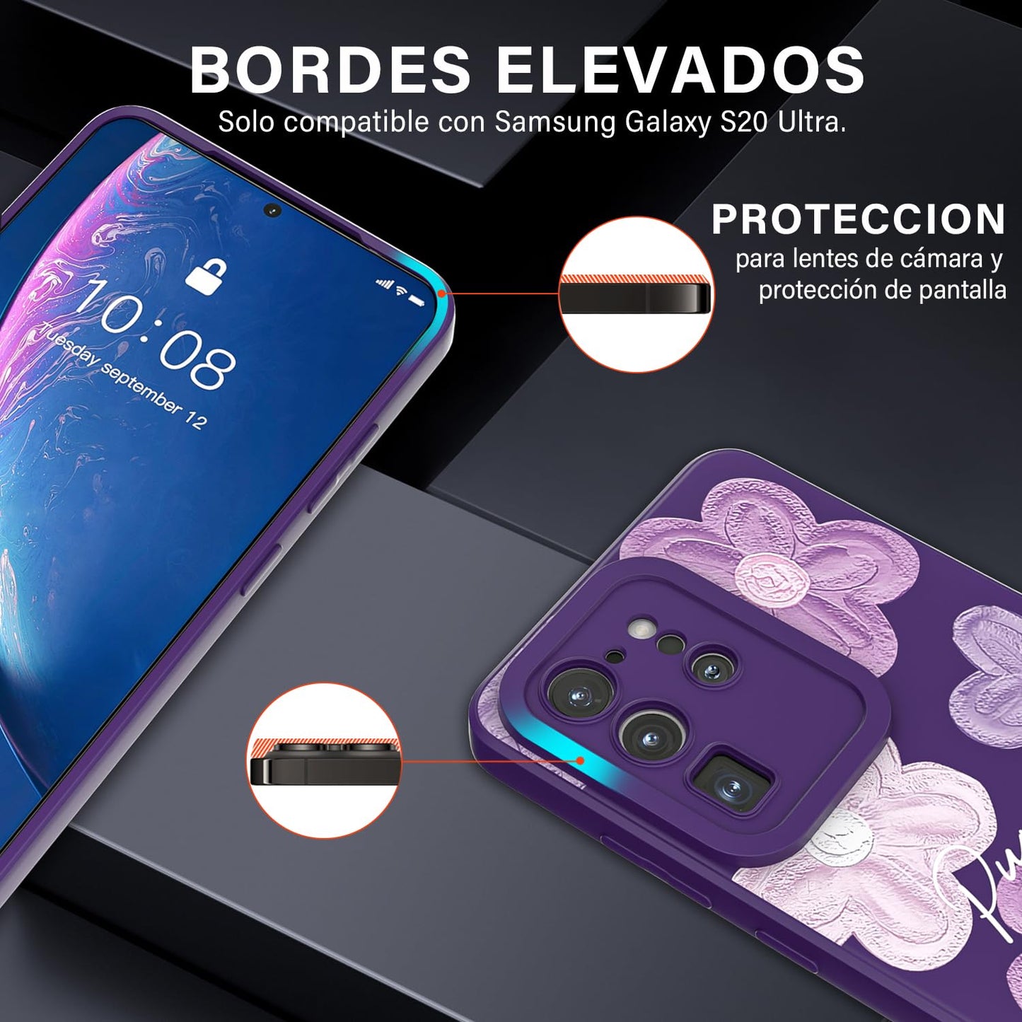 Threehao Funda para Samsung Galaxy S20 Ultra, Ultra Delgado Flexible Suave TPU Silicona Carcasa con Moda Aesthetic Dibujos Flores, Antigolpes Anti-arañazos Protectora Case para Samsung S20 Ultra