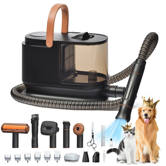 Bunfly - Kit de aseo para perros con succión al aspiradora 99% pelo de mascotas, capacidad de 3 l, 11 herramientas de aseo para perros, gatos y otros animales, limpieza del hogar y el coche, color blanco