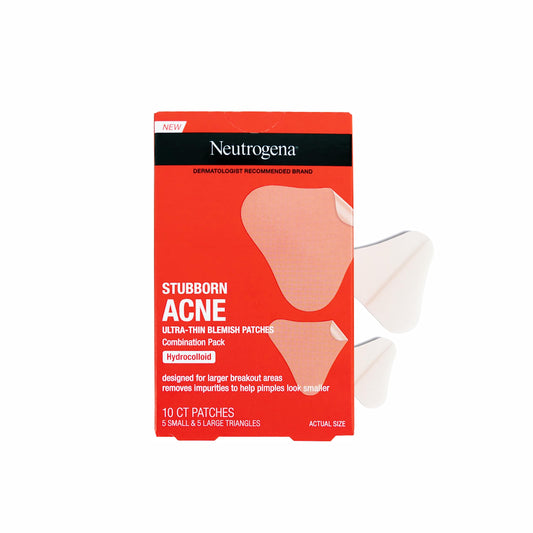 Neutrogena Parches de espinillas para el acné, tratamiento del acné para la cara, parches hidrocoloides ultrafinos que proporcionan una curación óptima para espinillas, 2 tamaños, 10 parches